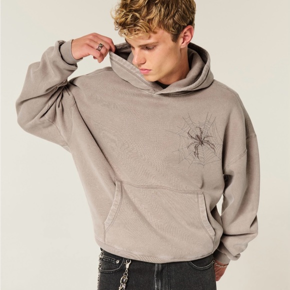 Hollister Vintage Y2K Baggy Cinch Spider Graphic Hoodie Unisex Size Small